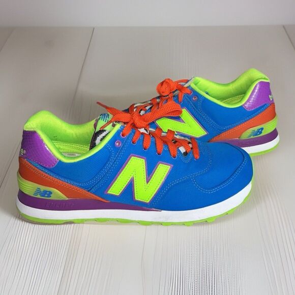 New Balance 574 Shoe Womens 10 Pop Safari Colorway WL574BP Blue Green Encap - Picture 1 of 10